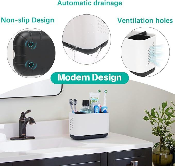Toothbrush Holders for Bathrooms, Electric Toothbrush and Toothpaste Holder
