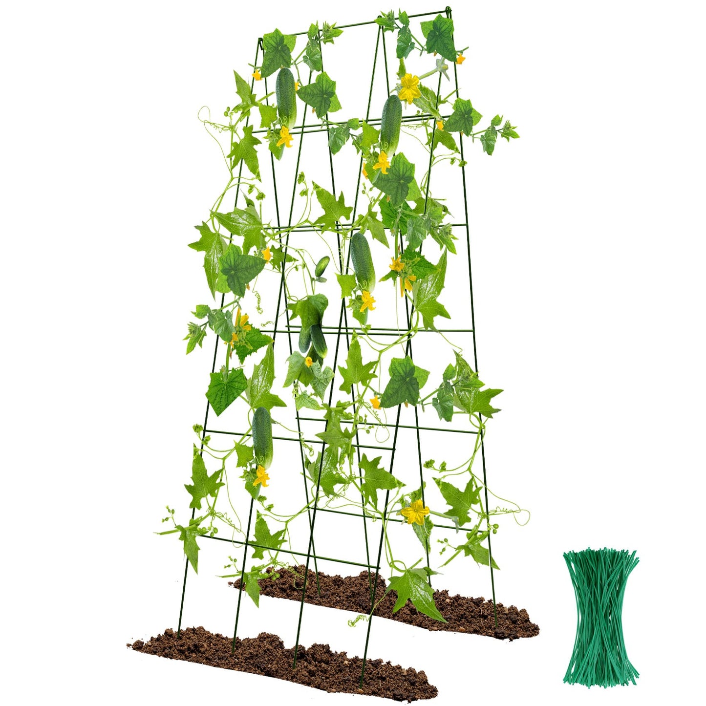 Kyrieval 48 x 18 Cucumber Trellis, Foldable Metal A-Frame Trellis for Raised Beds, Small Garden Plant Support for Cucumbers, Peas and Climbing Vegetables