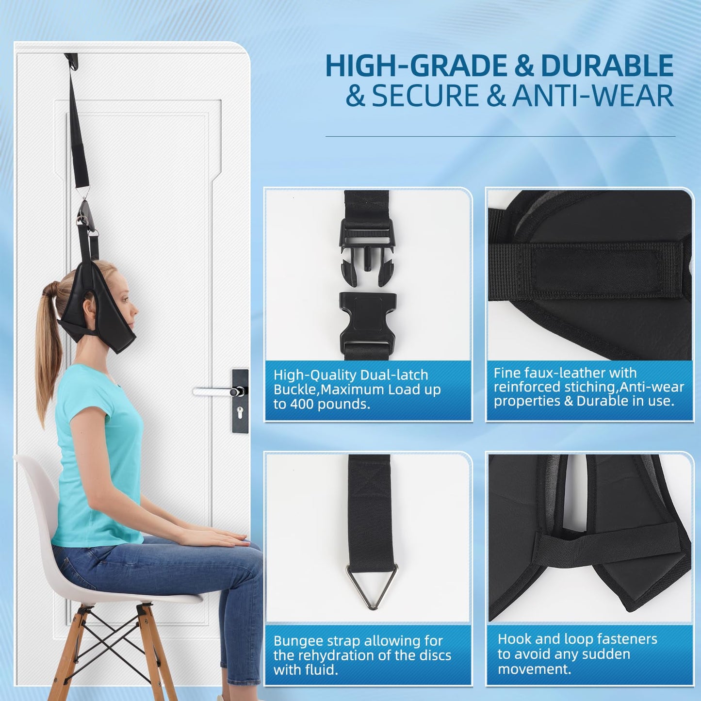 Cervical Neck Traction Device Over-The-Door,Portable Neck Stretcher,Effective Home Physical Therapy for Neck Pain Relief