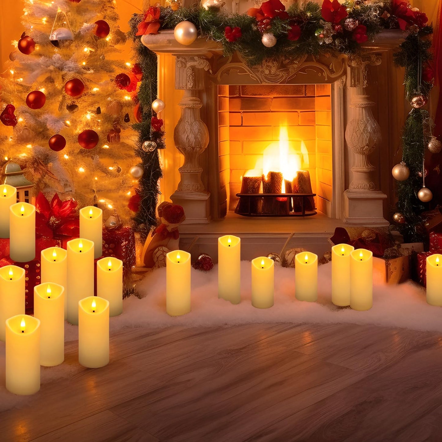 YOROXRG 24 Pack Christmas Decoration Flickering Flameless Candles, Battery Operated Candles,LED Candles for Home Decor,Wedding,Halloween,Birthday,Valentine'sDay (D2.2 xH 5" 6" 7" Ivory)