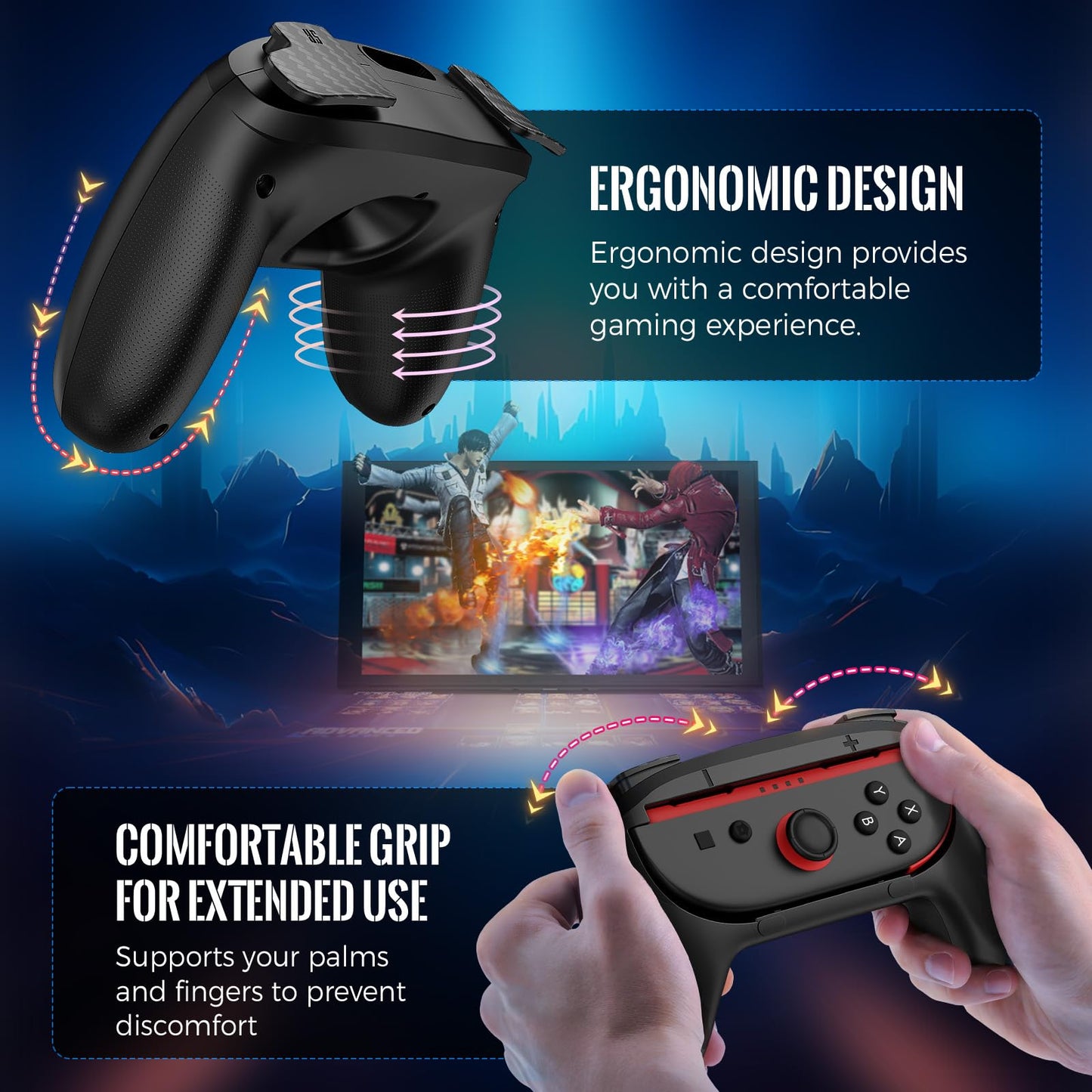 Lmcpa Joy-Con Grips for Nintendo Switch 2 (2025), Ergonomic Anti-Slip Handle Kit Accessories for Switch New Gen 2025 Joy Cons Controller, 2 Pack (Black)
