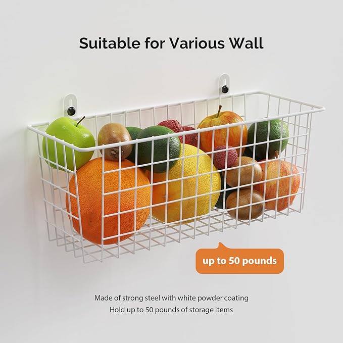 MaraFansie [Extra Large Wire Basket 2-Pack Hanging Wall Organizer Cabinet