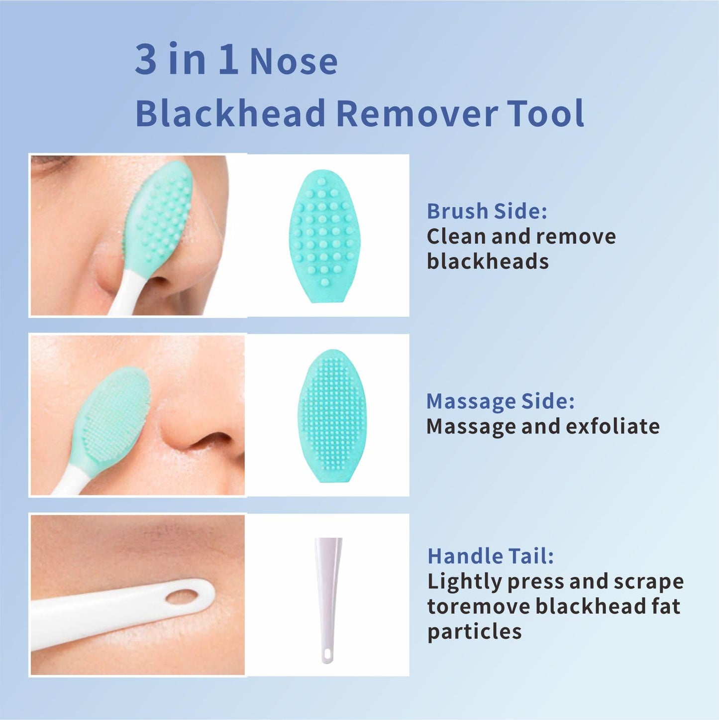 REVEX Silicone Nose Blackhead Remover Tool Set,Blackhead Scraper Tool,2Pcs Pore Cleaning Brush, Face Scrubber Skin Spatula, Pore Scrubber for Deep Cleansing,Face Exfoliator Scrubber for Women Men