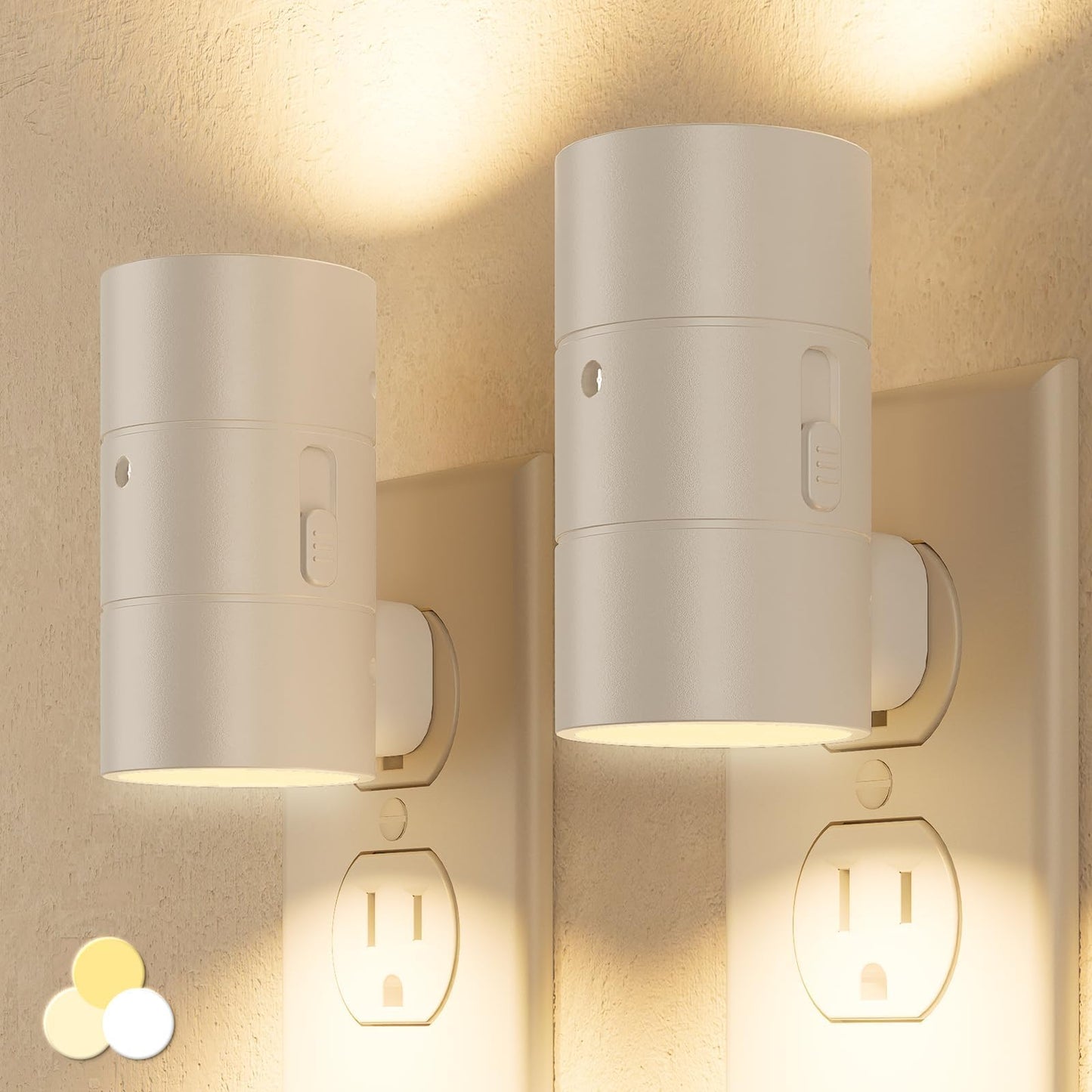 NIORSUN Night Lights Plug into Wall, Dimmable with 3 Color Modes & Auto On/Off Sensor, Ultra-Slim Nightlight for Hallway, Bathroom, Bedroom, Nursery, Kitchen (4 Pack, Black)