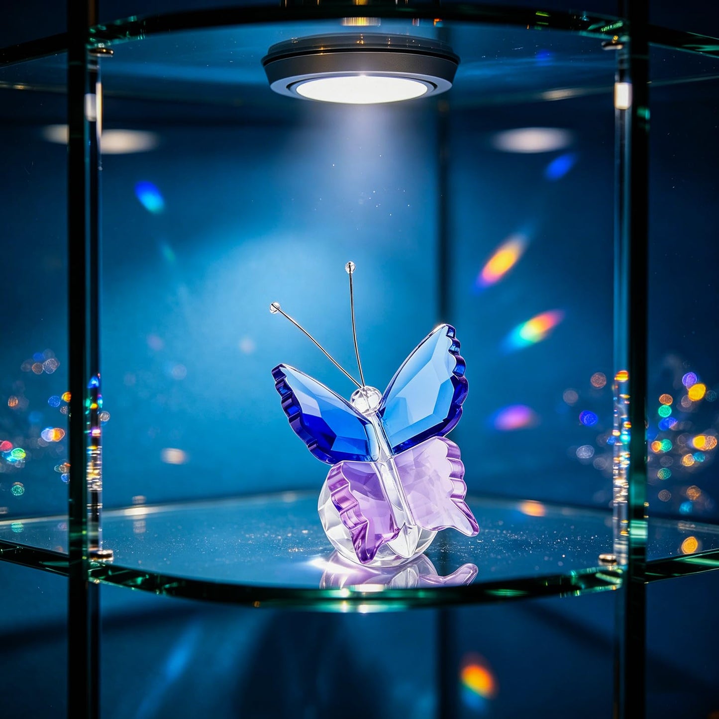 Crystal Butterfly Figurine, "You're Beautiful" Encouragement Gift with Card & Gift Box, Thinking of You Present for Mom Sister, Sympathy Get Well Soon Gift for Women, Blue-Purple Butterfly Decor