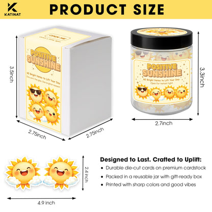 Positive Sunshine Jar – 60 Affirmation Cards for Emotional Support, Yellow Sunshine Gift for Women, Motivational & Uplifting Positivity for Coworkers, Friends, Boyfriend, Girlfriend & Teen Girls