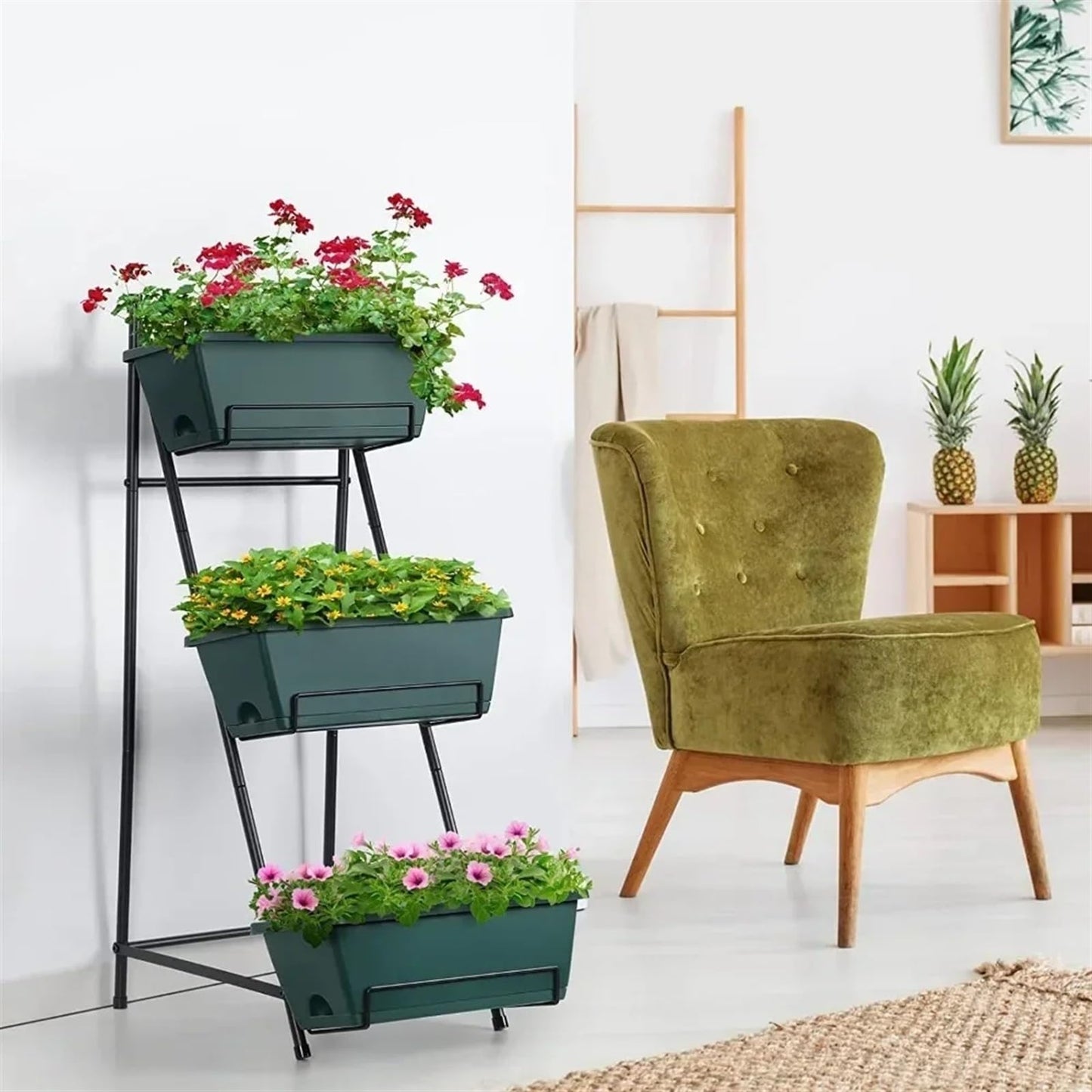 FURUIM2024M Flower Stand Vertical Raised Garden Bed 4 Tiers Planter Box Freestanding Garden Planter, Garden Supplies Accsesories Plant Shelves(Red,3TIRE)