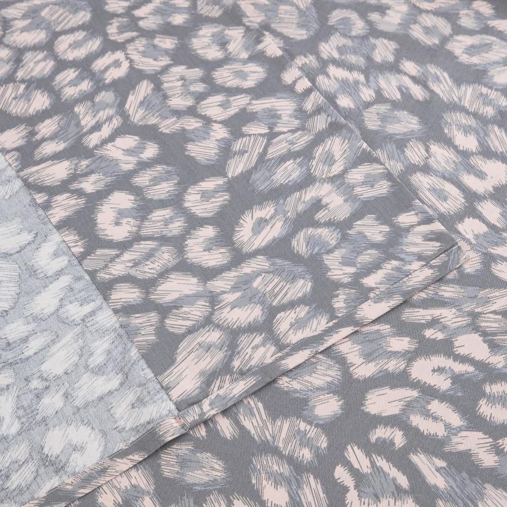 DAUAOTO Queen Size Printed Sheets Set, 100% Cotton Bedding Sets, Up to 14" Deep Mattress, Modern Pattern Bedlinen Set, Leopard Gray