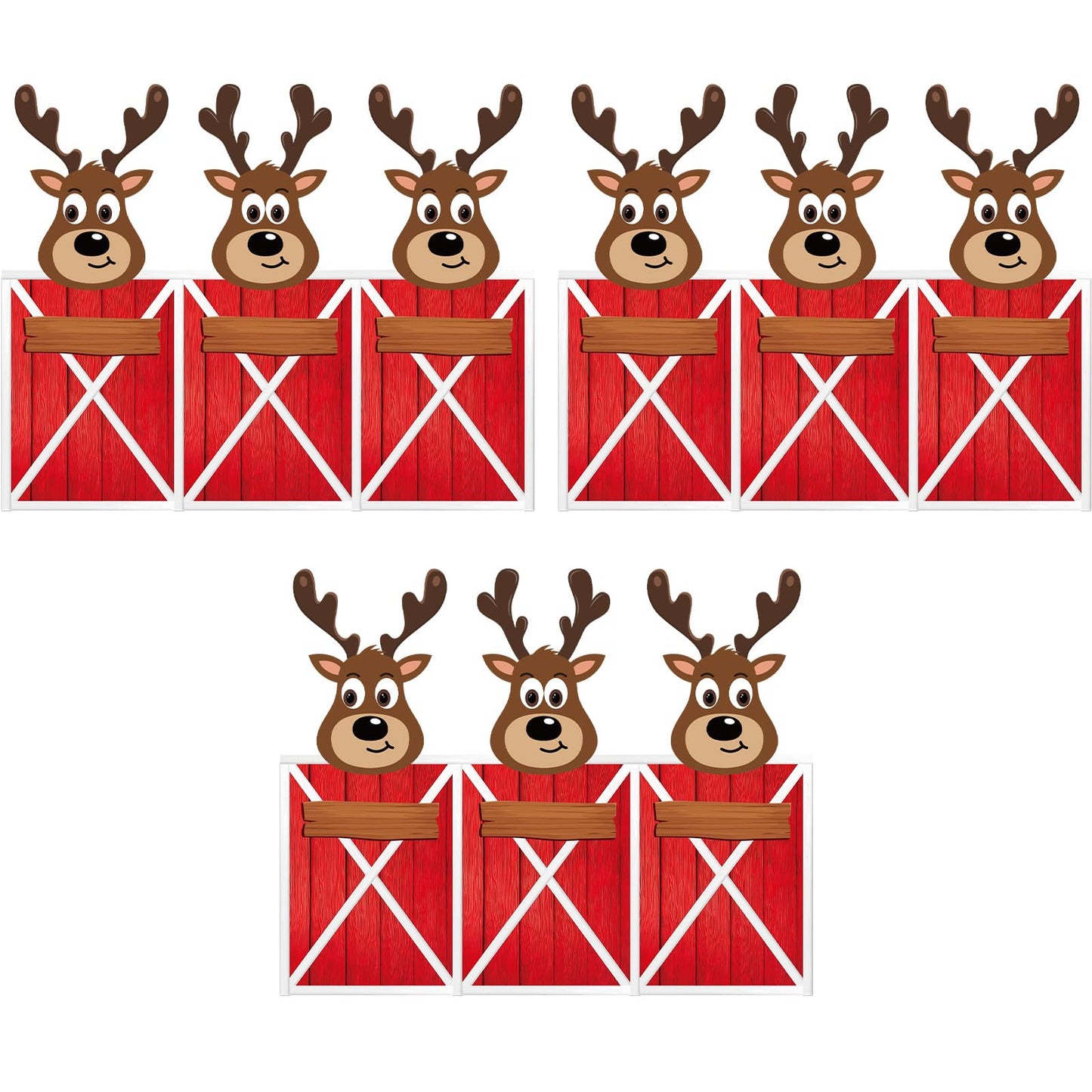 HunnmingRe 3 Pcs Large Reindeer Stables Christmas Office Decoration 78.7 Inch Reindeer Door Banner with Hook Double-Sided Tape Winter Xmas Elk Wall Supplies for Garage Classroom Office Decoration