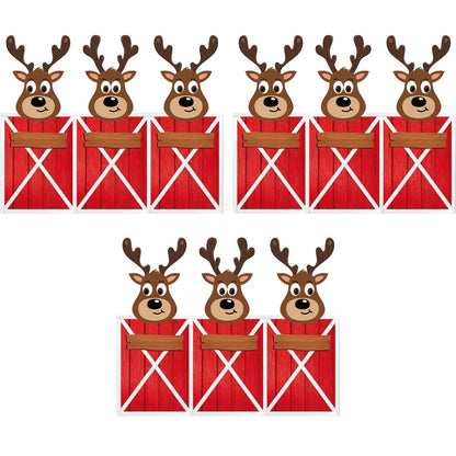 HunnmingRe 3 Pcs Large Reindeer Stables Christmas Office Decoration 78.7 Inch Reindeer Door Banner with Hook Double-Sided Tape Winter Xmas Elk Wall Supplies for Garage Classroom Office Decoration