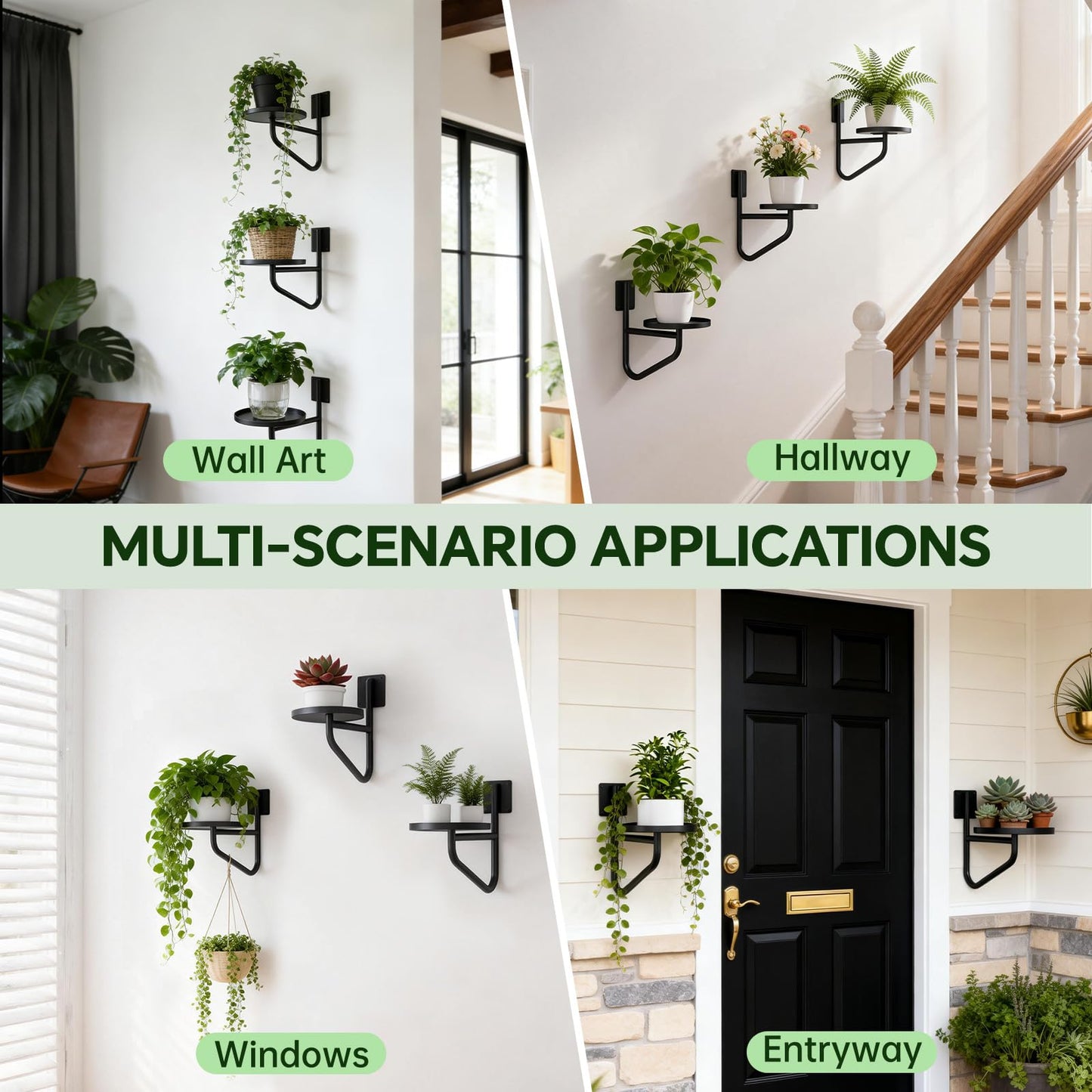 IMAGOA Wall Plant Holder, Metal Wall Planters for Indoor Plants Wall Mounted Plant Holder Hanging Planters Window Plant Shelves Plant Hanger for Home Decor Living Room, Office, Outdoor (3 Pack)