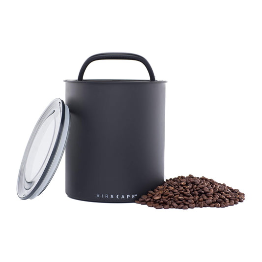 AirScape Steel Coffee Canister Family - Set of 3 - Food Storage Container - US Patented Airtight Lid - Push Out Excess Air Preserve Food Freshness (Matte Black, Small, Medium & Large Kilo)