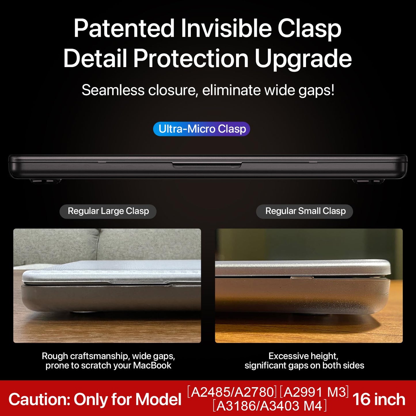 Soonjet Invisible Armor for MacBook Pro 16 inch Case 2024-2021 M4- M1 Pro/Max [Same as Bare] [Scientific Slim] A3403 A3186 A2991 A2780 A2485 Hard Shell Case Cover - Matte Clear (Space Black Clear)