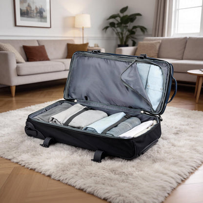 TONRUYN 100L Large Rolling Duffle Bag with Wheels and Handle, 29inch 2-Wheeled Travel Duffel Luggage with Rollers, Rolling Gym Bag with Shoe Compartment & Wet Pocket, Double-layer Space, Blue