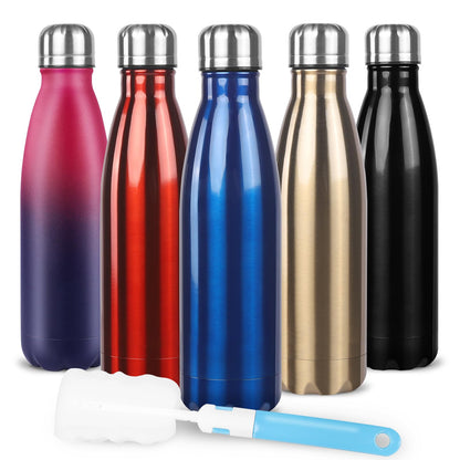 Sfee Insulated Water Bottle, 17 oz Stainless Steel Water Bottles, Double Wall Vacuum Reusable Water Bottles Leak Proof BPA-FREE Sports Bottle Cup Keep Hot&Cold for Running Gym Workout Cycling Kids
