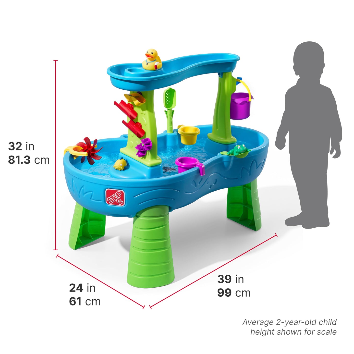 Step2 Rain Showers Splash Pond Toddler Water Table, Kids Water and Sand Activity Sensory Playset, Summer Outdoor Toys, 13 Piece Toy Accessories, For Toddles 1.5+ Years Old