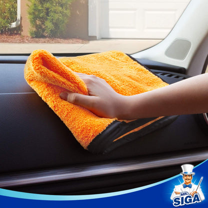 MR.SIGA Professional Premium Microfiber Towels for Household Cleaning and Car Washing, Gold, 15.7 x 23.6 inch, 3 Pack