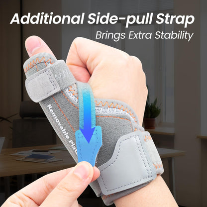 CURECARE New Upgraded 2 in 1 Thumb Brace, Removable Thumb Spica Splint Left Right Hand with 3 Level Stability, Reversible Thumb Support for CMC, De Quervain’s Tendonitis, Trigger Thumb (M/L, Grey)