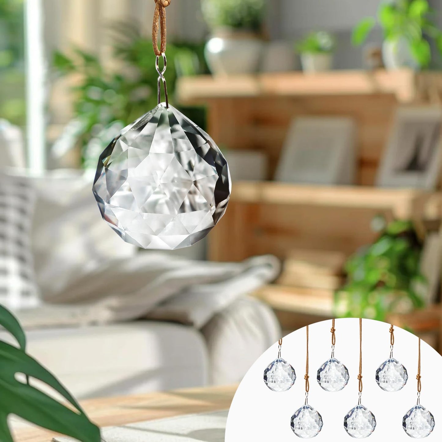 LOULIQIGIFT 40mm Crystal Ball Sun Catcher Prisms for Tree (6pcs)