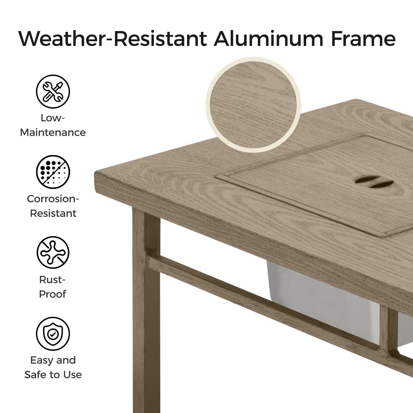 Green4ever Aluminum Propane Fire Pit Table, 47" 50,000 BTU Multifunctional Fire Table with CSA Certification, 4.5 Gallons Ice Bucket, and Lava Rocks, 3-in-1 Coffee Table for Outdoor Patio, Khaki