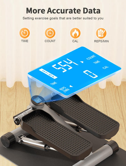 Sportsroyals Stair Stepper for Exercise with Mat, Mini Steppers with Resistance Band, Hydraulic Fitness Stepper Exercise Home Workout Equipment for Full Body Workout, 330lbs Weight Capacity