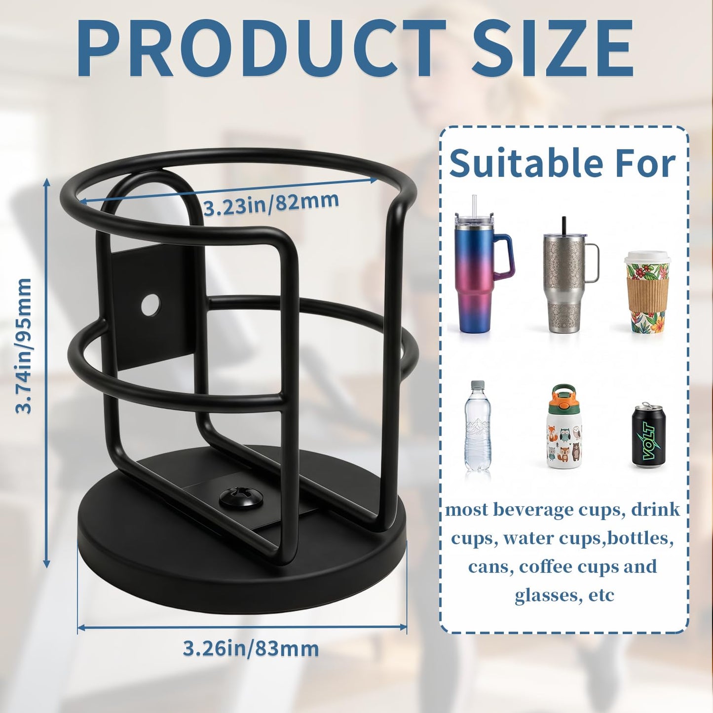 Magnetic Cup Holder, Heavy Duty Metal Drink Holder with 3.26 Inch Strong Magnetic Base for Refrigerator/Treadmill/Truck/Tractor/Forklift/Boat/Golf Cart, Featuring Bottom and Side Magnetic Attachment