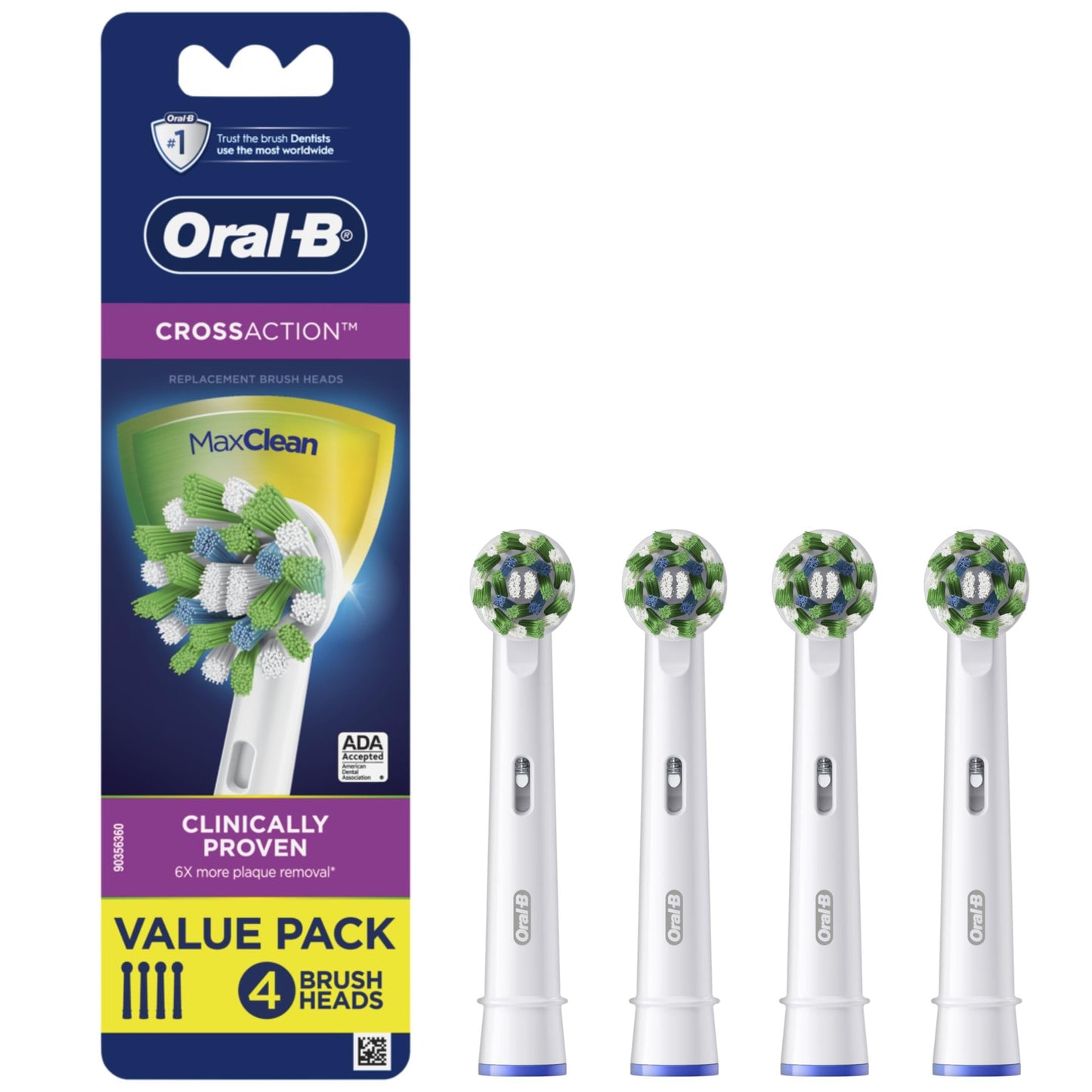 Oral-B CrossAction Electric Toothbrush Replacement Brush Heads Refill, 2ct (Packaging may vary)