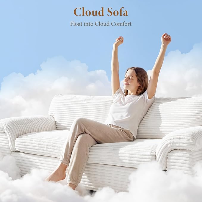 Vesgantti 118" Modular Sectional Couch, Comfy Corduroy Upholstered Cloud Couches