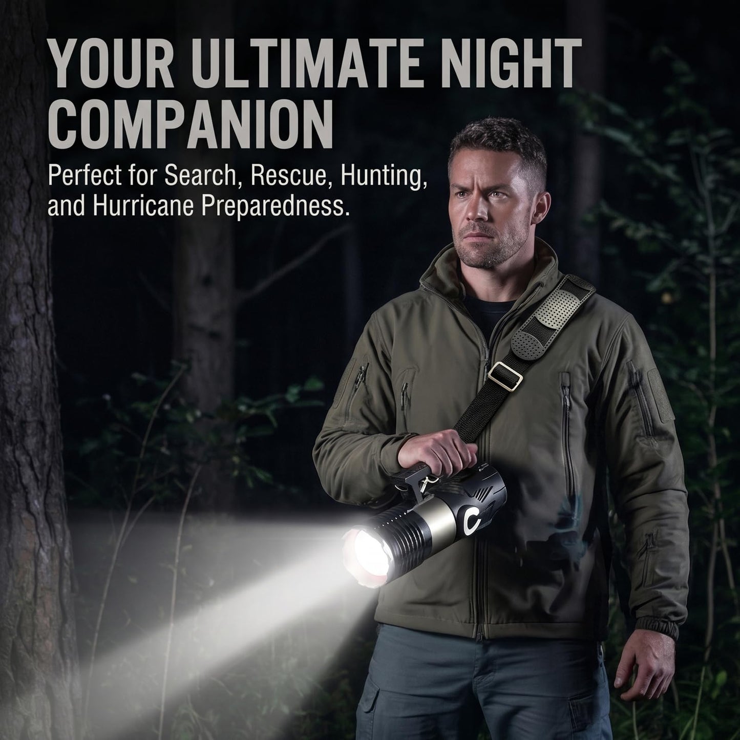 AKISONG Rechargeable XHP360 LED Spotlight Flashlight 18,000 High Lumens, 150W Ultra Bright Zoomable Searchlight with USB Output & Side Lamp, Waterproof Handheld Spotlight for Camping Hunting Emergency