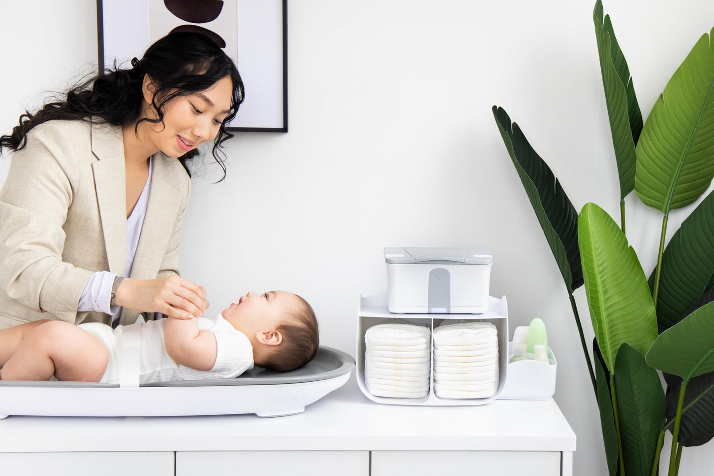Ubbi Diaper Caddy Organizer, Stores Baby Diapers, Wipes & Baby Accessories, White