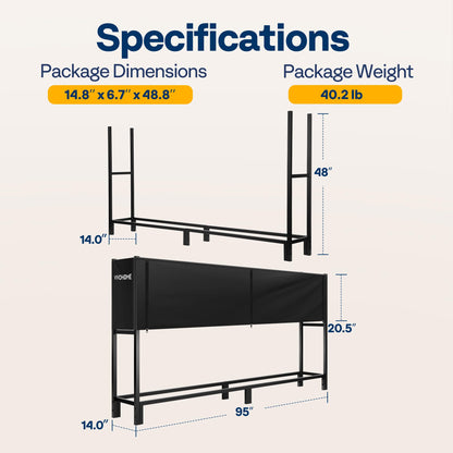VIVOHOME Upgraded Heavy Duty 8 ft 1/2 Cord Firewood Rack Outdoor with Cover Combo Set, Thick Steel Log Holder Up to 3300 lb, Fire Wood Pile Storage Stand Organizer Black