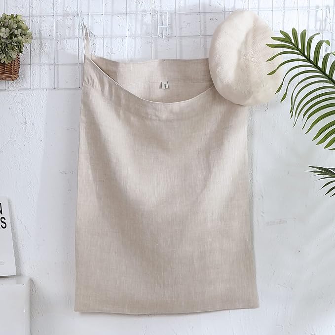 Amazhiyu Pure Linen Over The Door Laundry Hanging Hamper Bag