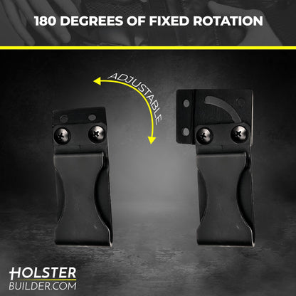 HolsterBuilder 180° Knife Belt Clip, Swiveled Flat Base with Secure Kydex Sheath Attachment, Tactical Knife Clip for DIY Holsters, Concealed Carry and Outdoor Gear, Comes with Mounting Hardware
