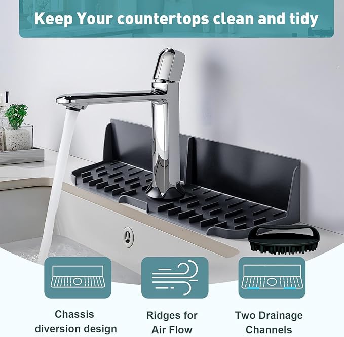 Kitchen Sink Splash Guard，Sink Draining Pad Behind Faucet，Faucet Mat