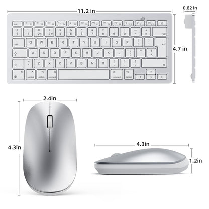 Bluetooth Keyboard and Mouse Set for Mac, OMOTON Ultra-Slim Wireless Keyboard and Mouse Combo for Apple Mac, MacBook Pro/Air, iMac, Mac Mini,Battery-powered, QWERTY UK Layout, Silver