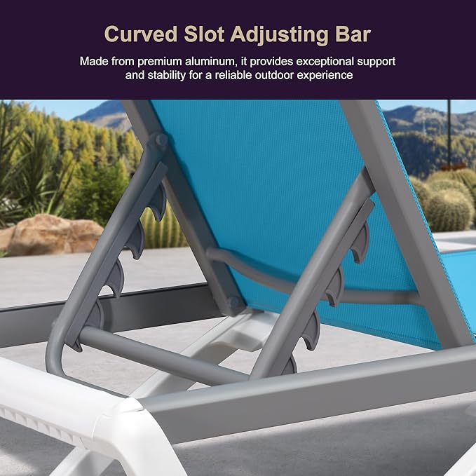 PURPLE LEAF Patio Chaise Lounge Chair Set of 3 Outside Aluminum Plastic