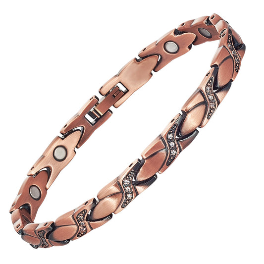 MagVIVACE Pure Copper Bracelets for Women, with 2 Extra Link(Copper)