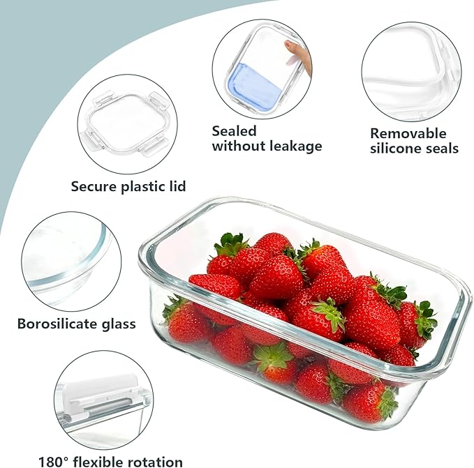 12 Pack Glass Lunch Meal Prep Containers