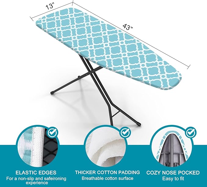 Ironing Board Cover and Pad, Standard Size 12" x 42" Iron Board Replacement