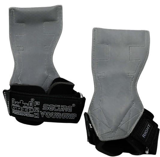 Lifting Grips PRO Weight Gloves Best Heavy Duty Straps Alternative to Power Hooks Deadlifts Adjustable Neoprene Padded Wrist Wrap (Gray Rubber, Small 5.0"-6.40" Wrist Size)