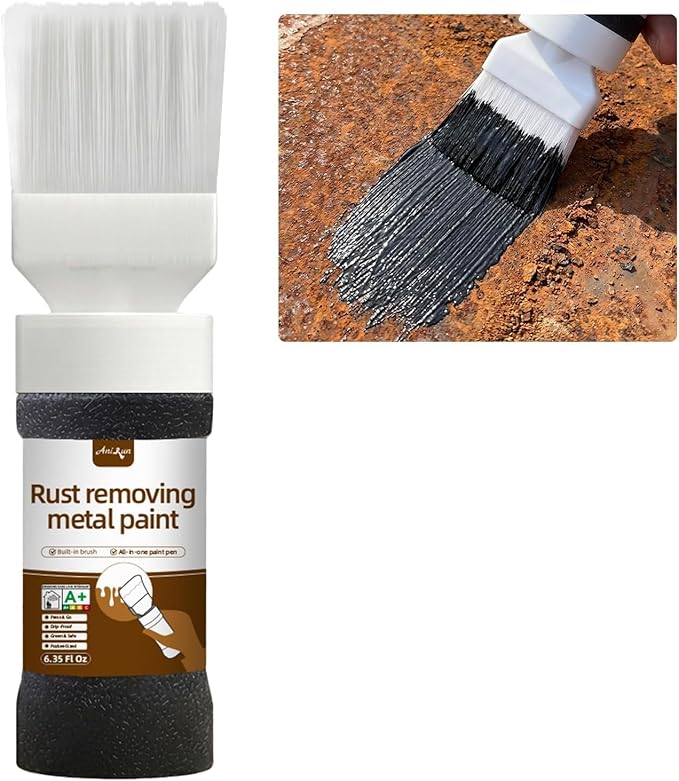 Black 2-in-1 Rust Converter & Touch Up Paint, 6.35 Fl oz, Rust Inhibitor &