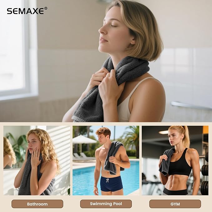 SEMAXE 6-Pack Gray Hand Towels