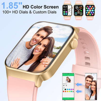 Smart Watch for Men Women(Answer/Make Call), 1.85" Smartwatch 113 Sports Modes Fitness Tracker with Heart Rate Sleep Blood Oxygen Monitor Pedometer, IP68 Waterproof Fitness Watch for Android iOS[2024]