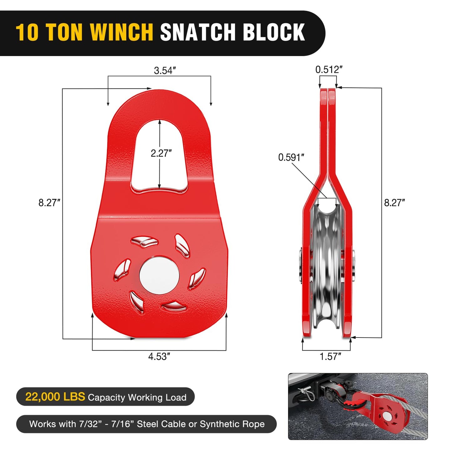 Nilight Offroad Recovery Kit 3" x 8' Tow Strap with Winch Snatch Block Pulley and 2Pcs 3/4" Anti-Theft D-Ring Shackles Storage Bag Heavy Duty Tow Rope for Car Truck SUV ATV (MBS 31500LBS)