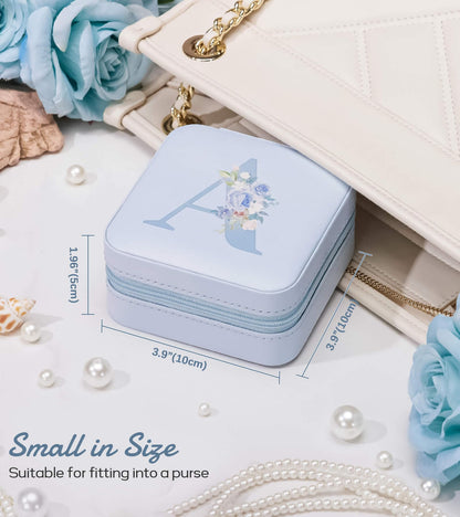 Enthralite Travel Jewelry Box for Gift: Traveling Jewelry Case for Girls Women - Mini Organizer for Necklaces Earrings Blue L