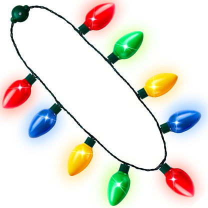 JOYIN 1 Pack Christmas Necklace LED Light Up Necklace 9 Bulbs 6 Modes LED Holiday Costume Accessories for Christmas Xmas Party Favor Party Supply