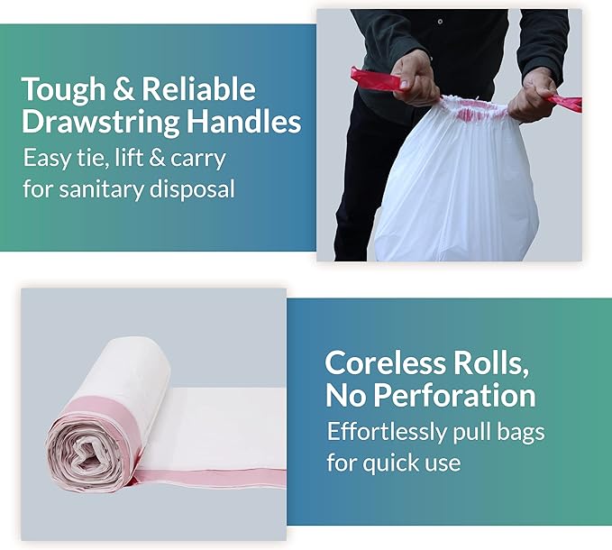 6-10 Gallon Trash Bags Drawstring | 250 Count | 22"x23" | 6, 10 Gallon