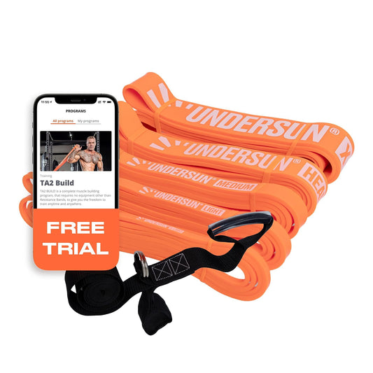 Undersun Resistance Bands for Working Out | 5-Level Heavy Resistance Bands, Door Anchor, Workout Program | Heavy Duty Fitness Resistance Bands | Orange