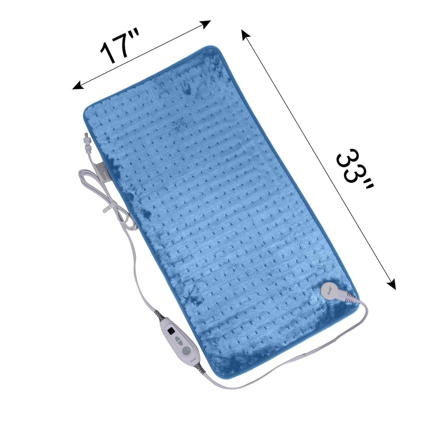 Ruqiji 17''x33'' XXXL King Size Heating Pad with 120 Minutes Auto Shut Off&6 Temperature Settings, Flannel Electric Heating Pad/Pain Relief for Back/Neck/Shoulders/Menstrual Pain/Leg Cramp (Dark Blue)