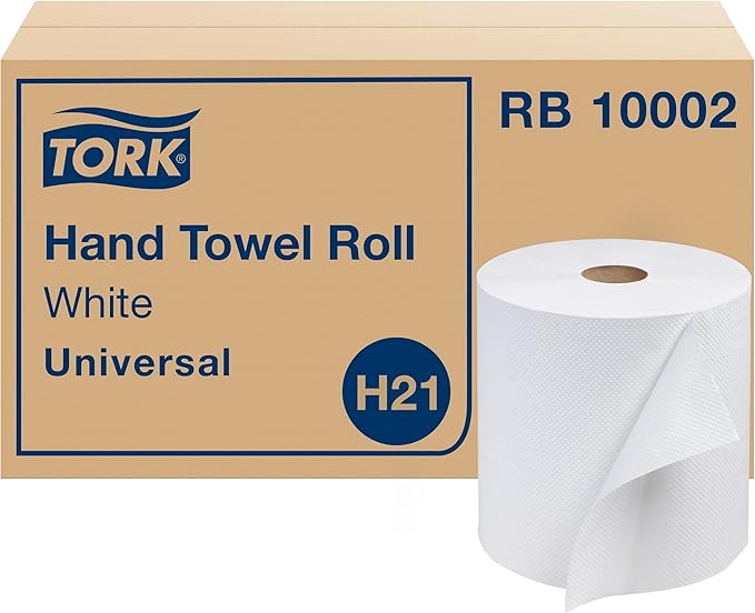 Tork Paper Hand Towel Roll White H21, 100% Recycled Fiber, 6 Rolls x 1000 ft